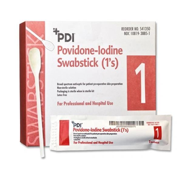 PVP Iodine Swabstick Surgical Prep 10% 1's 4" 50/Box, PDI S41350