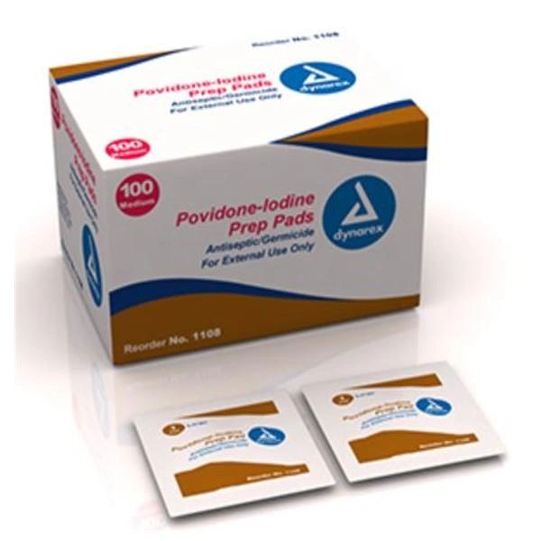 Pad Prep PVP Iodine 10% Medium Antiseptic 1000/Case , Dynarex 1108