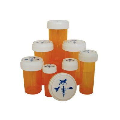 Amber Plastic Prescription Vials 13 Dram, 275/Pkg ,Reversible Cap. Pivetal 21295104