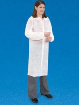 Disposable Economy Lab Coat with No Pockets, Snap Front White, Large , 25/Case , UL S-15374W-L