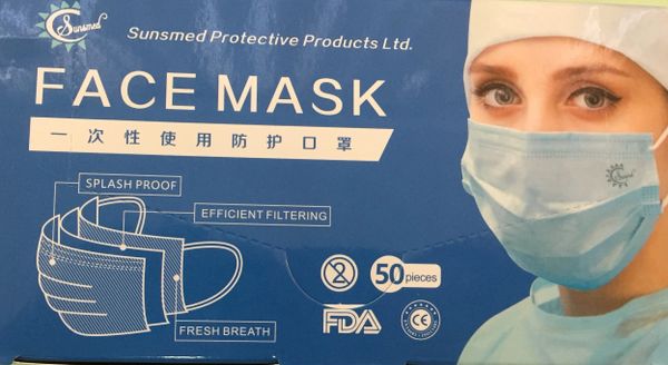 Ear Loop Face Mask Splash Proof , CE , FDA 50/Box , Sunmed-50