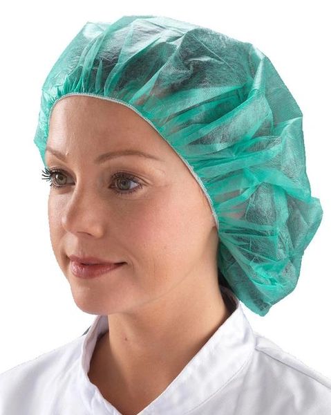 Polypropylene Bouffant Caps 24", Green , Latex Free, 100/Pack , UL S-10480G