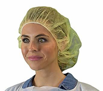 Polypropylene Bouffant Caps 18", Yellow , Latex Free , 100/Pack , UL S-9891Y