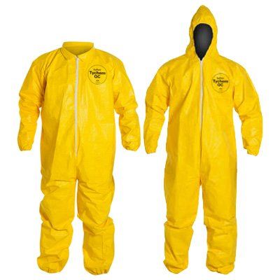 Tychem QC Elastic Coverall Medium , 4/Pack , Yellow , UL S-19204E-M