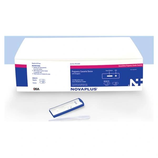 NovaPlus hCG Urine Rapid Test CLIA Waived for Urine/Moderate for Serum With Dropper Cassette 40/kt , Ekla VPT2-CASS