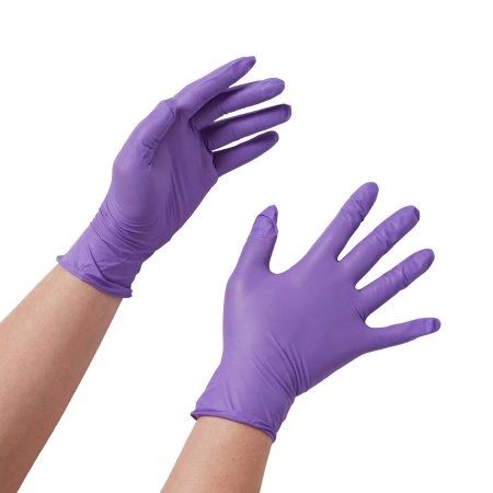 Exam Glove Purple Nitrile Large NonSterile Nitrile Standard Cuff Length Textured Fingertips Purple Chemo Tested, 100/Box , Halyard 55083