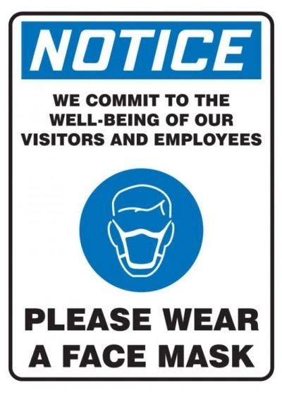 Covid-19 Safety Sign "Notice Please Wear a Face Mask" Adhesive Vinyl ,10"x7" , 10/Pack , Safety ACC-MPPA830VS-10