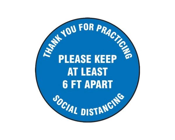 Slip-Gard Social Distancing Textured-Vinyl Floor Sign Blue , 12" , 5/Pack , Safety ACC-MFS420-12