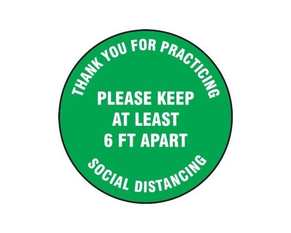 Slip-Gard Social Distancing Textured-Vinyl Floor Sign Green , 12" , 5/Pack , Safety ACC-MFS424-12