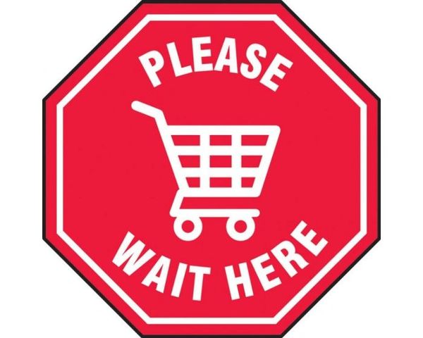 Slip-Gard Please Wait Here Shopping Cart Symbol Floor Sign 12" , 5/Pack , Safety ACC-MFS330-12