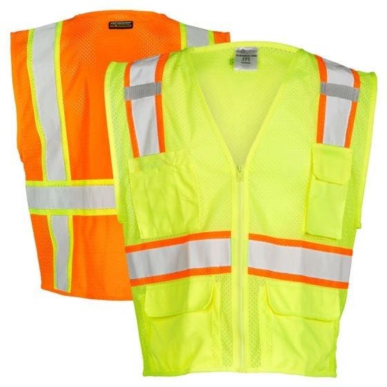 ML Kishigo Class 2 Ultra-Cool Mesh Safety Vest , Different Sizes , Lime/Orange , 5/Case , Safety MLK-1196