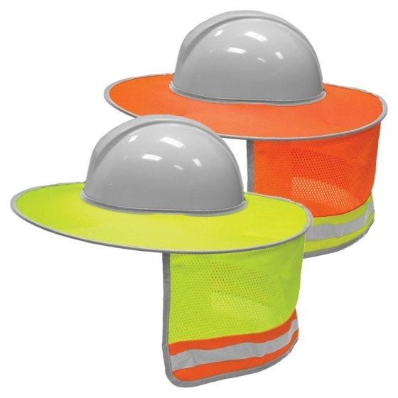 Enhanced Visibility Full Brim Hard Hat Sun Shield , Color Orange/Lime , 5/Case , Safety MLK-2874