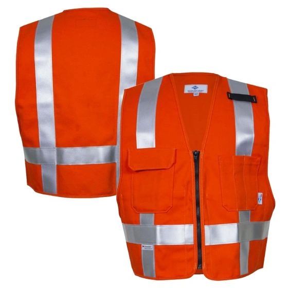 National Safety Apparel Arc-Rated FR Cotton Utility Safety Vest Color Red , Different sizes , Safety NSA-99223