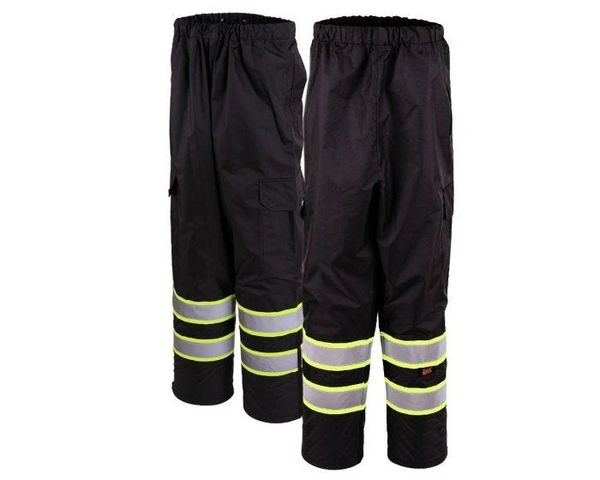 GSS Safety Contrast Series Enhanced Visibility Safety Rain Pants . Black , Different Sizes , Safety GSS-6717