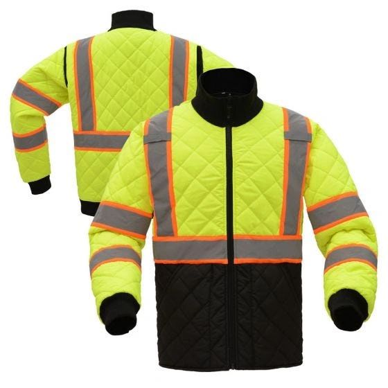 Class 3 HiVis Quilted Safety Jacket High Visibility Lime , Size Medium , Safety GSS-8007