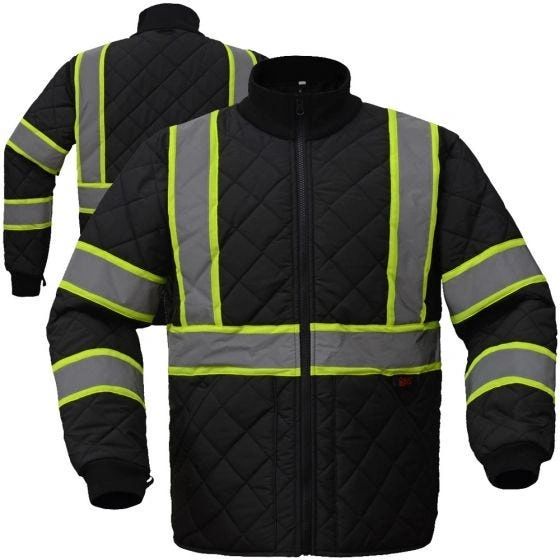 Enhanced Visibility Quilted Safety Jacket Black , Different Sizes ,Safety GSS-8009