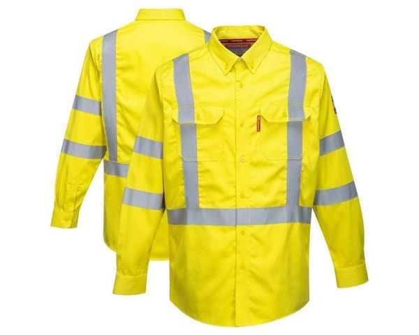 Class 3 Bizflame 88/12 HRC 2 FR HiVis Button Down Shirt , Different Sizes , Safety POR-FR95-LM