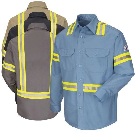 Visibility Long Sleeve FR Uniform Shirt HRC-2 , Different Colors & Sizes , From $109.99 , Safety BUL-SLDT-GY