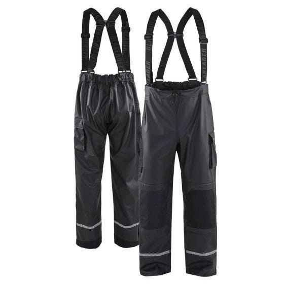 Blaklader Enhanced Visibility PU Coated Reflective Rain Pants Black , Different Sizes , Safety BLK-1387-BK