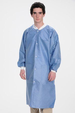 Lab Coat ValuMax Extra-Safe Ceil Blue Large Knee Length Limited Reuse ,10/Pack , Valumax 3660CBL