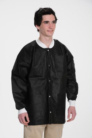 Lab Jacket ValuMax Extra-Safe Black Medium Hip Length Limited Reuse , 10/Pack , Valumax 3630BKM