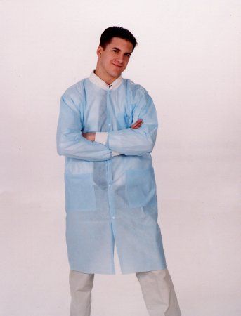 Lab Coat ValuMax Sky Blue Medium Knee Length Disposable , 10/Pack , Valumax 3290SBM