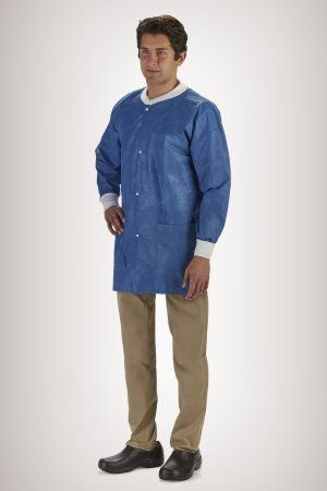 Lab Jacket LabMates Blue Large Hip Length Disposable 10/Pack , Graham 85190