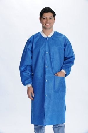 Lab Coat ValuMax Extra-Safe Deep Sea Blue Medium Knee Length Limited Reuse , 10/Pack , Valumax 3660DBM