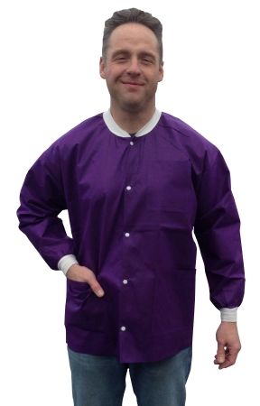 Lab Jacket ValuMax Extra-Safe Eggplant Small Hip Length, Limited Reuse , 10/Pack , Valumax 3630EPS