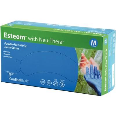 Exam Glove ESTEEM Stretchy Nitrile with Neu-Thera Medium NonSterile Nitrile Standard Cuff Length Micro-Textured Blue Chemo Tested 100/Box , 10 Box/Case , Cardinal N88RX03T