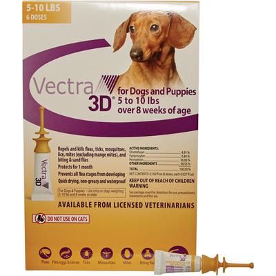 Vectra 3D for Dogs and Puppies 6 Doses, 5-10 Lb ,12 Boxes/Carton , CEVA D73860C