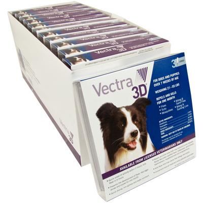 Vectra 3D for Dogs and Puppies 21-25 Lb,3 Doses, 12 Boxes/Carton , CEVA D73825D