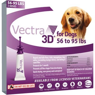 Vectra 3D for Dogs and Puppies 3 Doses, 12 Boxes/Carton , CEVA D73830F