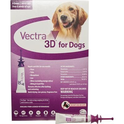 Vectra 3D for Dogs and Puppies 6 Doses (56-95 lb) Purple , 12 Box/Carton , Ceva D73830D