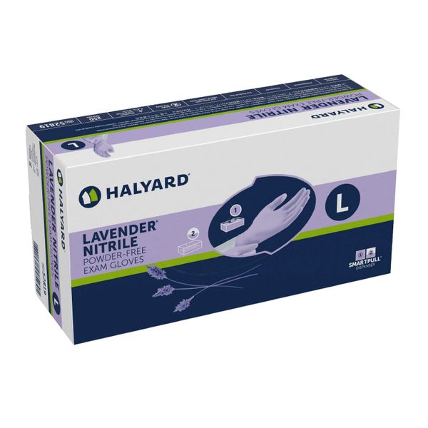 Exam Glove Halyard Lavender NonSterile Powder Free Nitrile Ambidextrous Textured Fingertips Lavender Not Chemo Approved Large , 250/Box , 10 Box/Case , Halyard Health(Kimberly Clark) (52819)