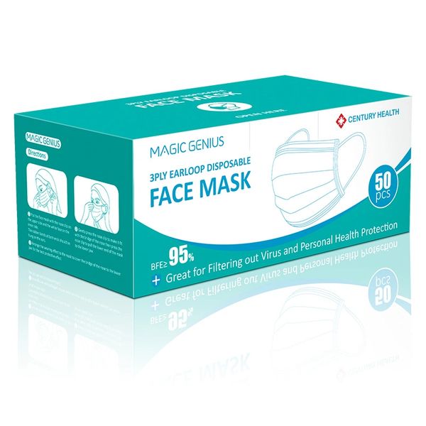 Ear Loop face Mask 3PLy , Disposable , 50/Box , Magic-Genius-50