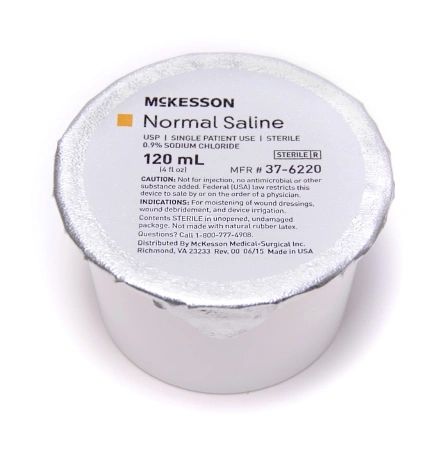 McKesson Irrigation Solution Sodium Chloride 0.9% Solution Foil-Lidded Cup 120 mL, Mckesson 37-6220