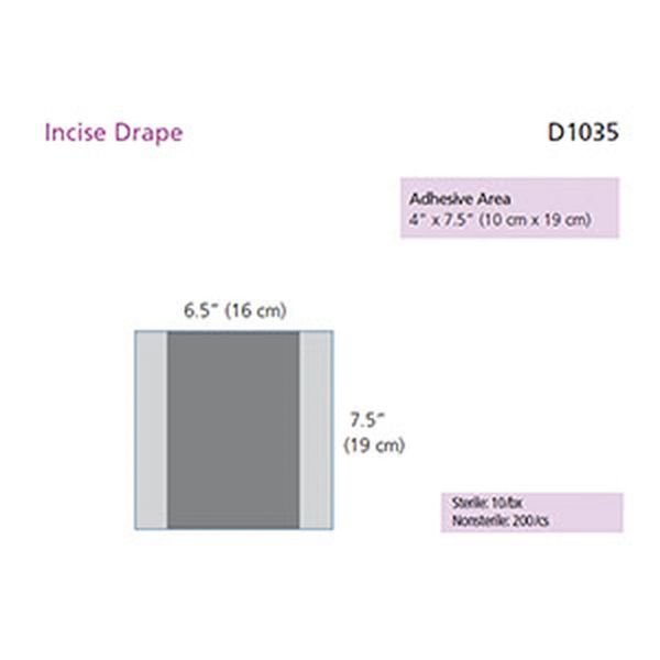 Incise Surgical Drape, Mini, 6" x 8" , 10/Case , Cardinal D1035