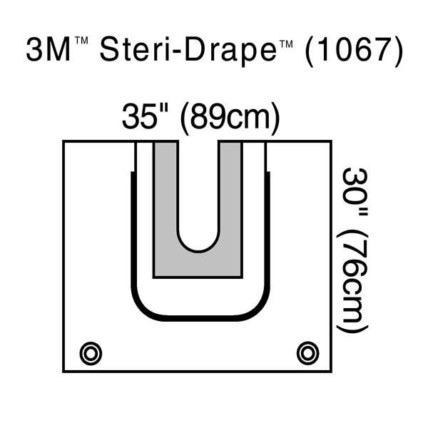 U-Drape, 30" x 35", U-Pouch Aperture with Adhesive, 2 Exit Ports, 5/bx, 4 bx/cs , 3M 1067