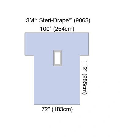 Steri-Drape™ Laparotomy Drape, 72" x 112", Absorbent Impervious Material, Rectangular Aperture, Arm Extensions, 10/bx, 2 bx/cs , 3M 9063