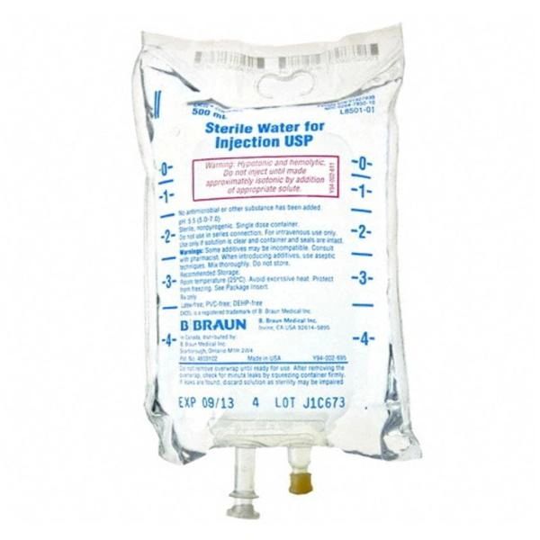 Water IV Injection Solution 500mL Non-DEHP/Non-PVC Strl Plstc Inj Cntnr Ea, 24 EA/CA , BBRAUN L8501-01