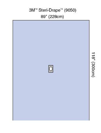 Steri-Drape™ Adhesive Aperture Drape, 90" x 118", Absorbent Impervious Material, Oval Adhesive Aperture, 10/bx, 2 bx/cs , 3M 9050