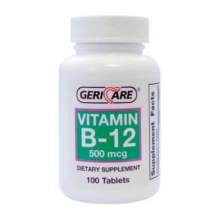 Vitamin B12 500 mcg Strength Vitamin Supplement Geri-Care Tablet 100 per Bottle , MC 886-01