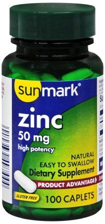 Mineral Supplement sunmark 1 Caplet: Zinc ,100 per Bottle , MC 01093990544