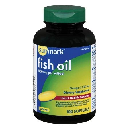 Omega 3 Supplement sunmark Fish Oil 1000 mg Strength Softgel 100 per Bottle , MC 01093988244