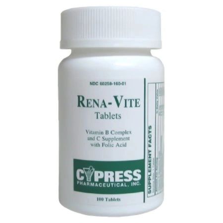 Rena-Vite Folic Acid / Vitamin B Multivitamin Supplement 0.8 mg Strength Tablet 100 per Bottle , Cypress 60258016001