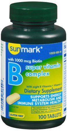 Multivitamin Supplement sunmark Vitamin B, Asorbic Acid, Biotin Tablet 100 per Bottle , MC 01093989844