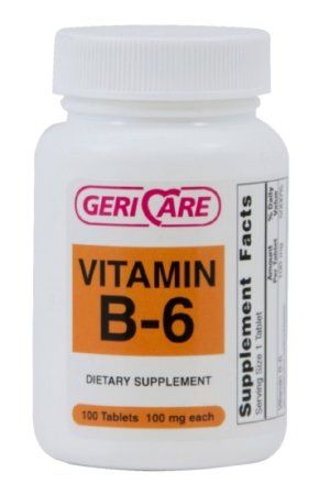 Vitamin Supplement Geri-Care Vitamin B6 100 mg Strength Tablet 100 per Bottle , MC 854-01-GCP