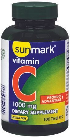 Vitamin C Supplement sunmark Ascorbic Acid 1000 mg Strength Tablet 100 per Bottle , MC 01093990044