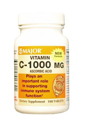 Vitamin C Supplement Ascorbic Acid 1000 mg Strength Tablet 100 per Bottle , Major 00904501360